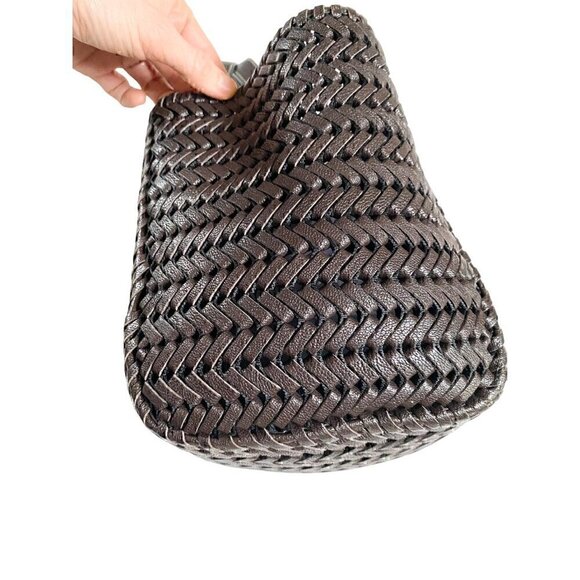 Anya Hindmarch Neeson Small Square Tote Handbag Bag brown capra leather woven - Picture 6 of 14